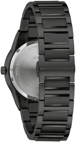 Bulova Mens Modern Millenia Black Ion Plated Stainless Steel 2-Hand Quartz Watch, Black Dial Style: 98a313