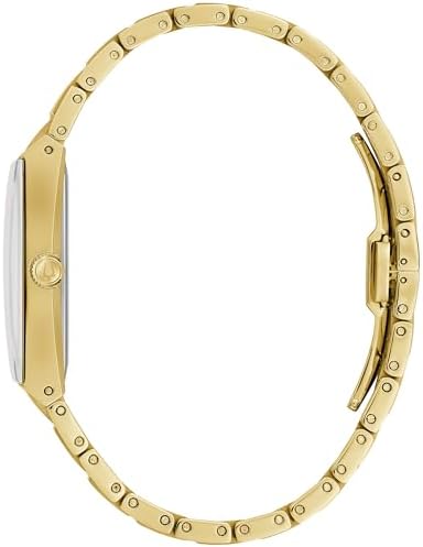 Bulova Marc Anthony Mens Modern Quadra Diamond Gold Stainless Steel Watch,Black Dial, Style:97D132
