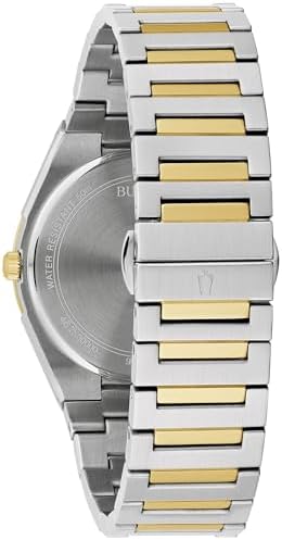 Bulova Mens Dress Classic Quartz Two Tone Stainless Steel Watch, Patterned Dial, 39mm
