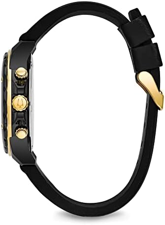 Bulova Men's Marine Star Series A Black and Rose Gold Ion-Plated Stainless Steel 6-Hand Chronograph Quartz Watch, Black Silicone Strap Style: 98B278