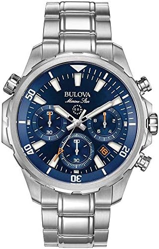 Bulova Men's Marine Star Series B Stainless Steel 6-Hand Chronograph Quartz Watch, Blue Dial Style: 96B256