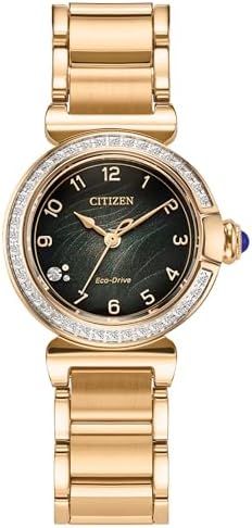 CITIZEN Eco-Drive L Mae Green Dial Rose Gold-Tone Stainless Steel Bracelet Watch 26mm - EM1123-62X