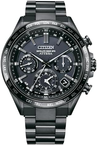 CITIZEN Mens Eco-Drive Attesa Satellite Wave GPS Chronograph, Black Super Titani...