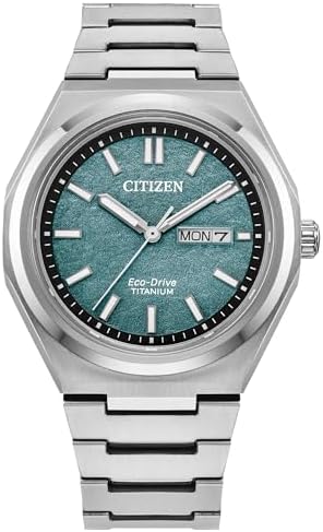 Citizen Men's Eco-Drive Zenshin Three-Hand Green Dial Super Titanium Watch 39mm ...