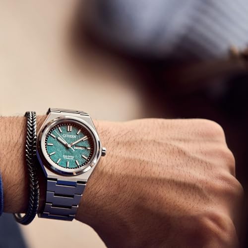 Citizen Men's Eco-Drive Zenshin Three-Hand Green Dial Super Titanium Watch 39mm - AW0130-85X