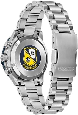 Citizen Men's Eco-Drive Blue Angels Promaster Navihawk Watch, Stainless Steel Bracelet, Chronograph Measures up to 60 Minutes, 12/24 Hour Time (Model: CA4667-53L)