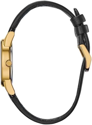 CITIZEN Ladies Eco-Drive Modern Axiom Watch, Black Leather Strap, Black Dial, 2 Hand, Date (Model: GA1052-04E)