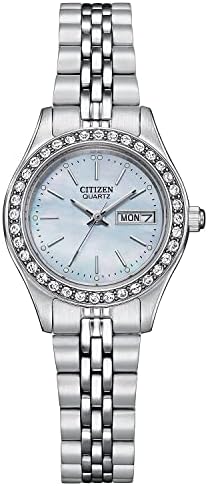 Citizen Ladies' Dress Quartz Stainless Steel Bracelet with Crystals and Day Date