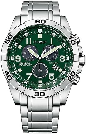Citizen Men's Eco-Drive Sport Casual Brycen Chronograph Watch, Super Titanium, Perpetual Calendar, Tachymeter 12/24 Hour Time, Alarm