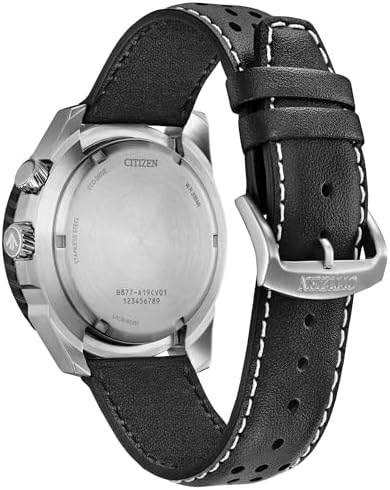 Citizen Men's Eco-Drive Promaster Air Nighthawk Watch, Black Leather Strap, Black Dial, Dual Time (Model: BJ7137-07E)