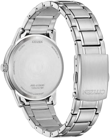 CITIZEN Men's Eco-Drive Dress Classic Watch, Silver-Tone Stainless Steel Bracelet, Ivory Dial, 3 Hand, Day/Date (Model: AW0100-86B)