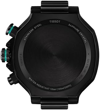 Tissot T-Race Chronograph, Swiss Quartz Watch for Men, 45mm, Stainless Steel Case, Teal Silicone Strap, Black Dial, T1414173705101