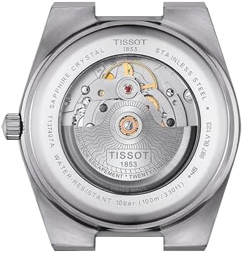 Tissot Mens PRX Powermatic 80 316L Stainless Steel case Automatic Watches, Black, Rubber, 12 (T1374071705100)