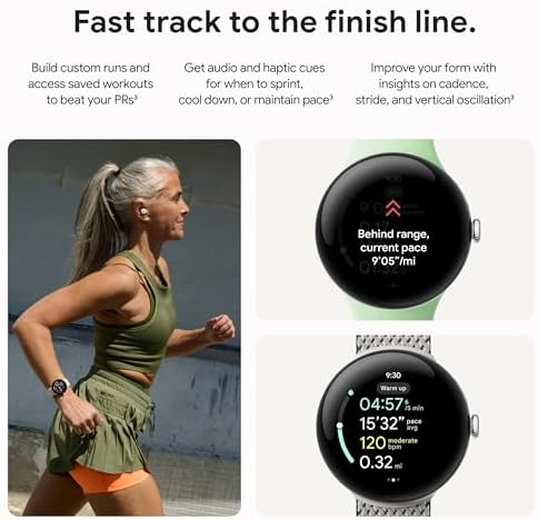 Google Pixel Watch 3 (45mm) 2024 Model - Android Smartwatch, Heart Rate Tracking, Fitbit Advanced Running, Fitness Insights, 24-Hour Battery - Matte Hazel Aluminum Case - Hazel Band - Wi-Fi