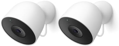 Google Nest Cam Outdoor (Wired, 2nd Gen) - Security Camera - Snow - 2 Pack 2K video, motion detection, color night vision, 2-way audio, works with Google Home and Gemini, weather resistant