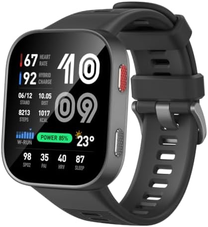 Amazfit Bip Max Smart Watch, 2.07" AMOLED Display, GPS, iOS/Android 50mm, 20-Day Battery, Water-Resistant, 4GB Storage, Offline Maps, Fitness Tracker, Hybrid Training, 150+ Sports, HYROX Mode