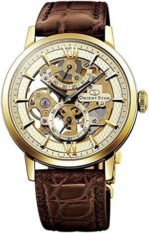 ORIENT STAR Flagship Skeleton Power Reserve Spherical Sapphire Gold Watch DX02001C