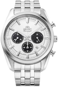 Orient Stretto Solar Chronograph 40mm White Dial Steel Strap Men's Watch RA-TX0305S10B
