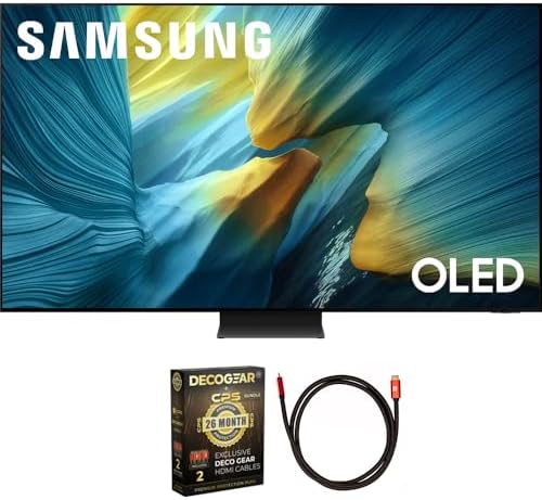 Samsung QN83S95FAEXZA 83 inch OLED 4K S95F Vision AI Smart TV 2025 (Renewed) Bundle with Deco Gear 6FT HDMI 2.0 Cable and CPS Exclusive 26 Month Protection Pack (BEACH-CPS-26M6500)