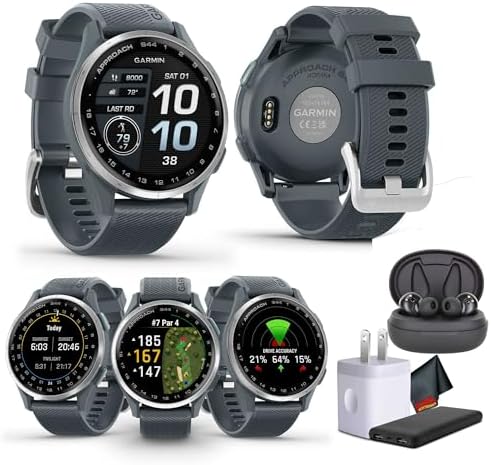 Garmin Approach S44 Essential Golf GPS Watch (Silver/Twilight) Bundle