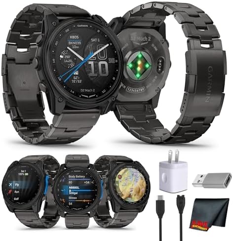 Garmin D2 Mach 2 Aviator Smartwatch, 47mm AMOLED Touchscreen, GPS Moving Map with Aviation Weather, Built-in Flashlight, Oxford Brown Leather Band Bundle