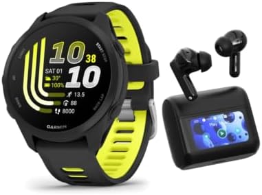 Garmin Forerunner 170 GPS Smartwatch (Black/Yellow) Bundle with Earbuds