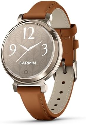 Garmin Lily 2, Small and Stylish Smartwatch, Hidden Display, Patterned Lens, Up to 5 Days Battery Life, Tan