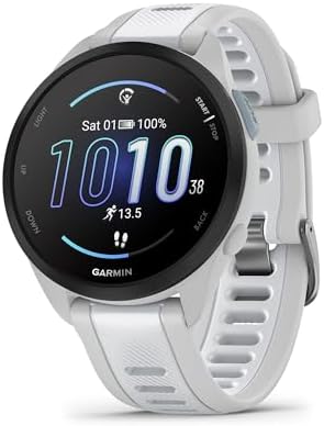 Garmin Forerunner 165 Music, Running Smartwatch, 43mm, Whitestone