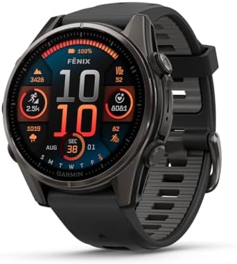 Garmin fēnix 8, Sapphire, 43mm, DLC Titanium, Black/Pebble Gray