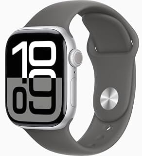 Apple Watch Series 10 [GPS, 46mm] - Silver Aluminum Case with Stone Gray Sport Band, S/M (Renewed)