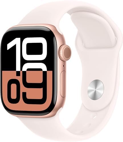 Apple Watch Series 10 [GPS, 42mm] - Rose Gold Aluminum Case with Light Blush, M/...