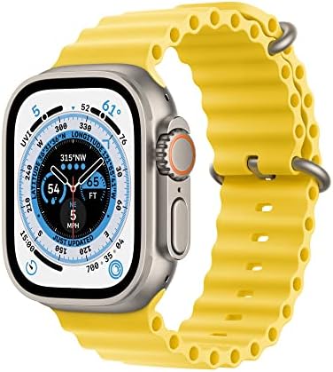 Apple Watch Ultra [GPS + Cellular 49mm] Titanium Case with Yellow Ocean Band, One Size (Renewed)