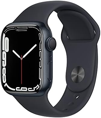 Apple Watch Series 7 [GPS 41mm] Smart Watch w/Midnight Aluminum Case with Midnight Sport Band. Fitness Tracker, Blood Oxygen & ECG Apps, Always-On Retina Display, Water Resistant
