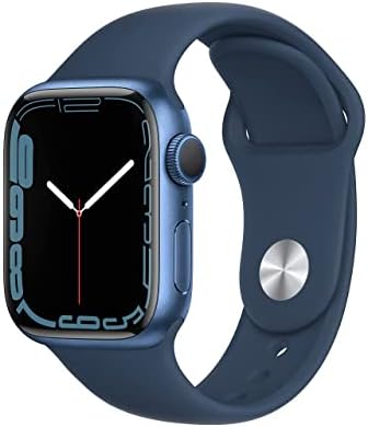 Apple Watch Series 7 (GPS, 41mm) Blue Aluminum Case with Abyss Blue Sport Band, ...