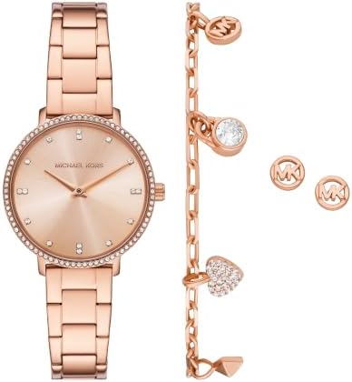 Michael Kors Pyper Two-Hand Rose Gold-Tone Stainless Steel Women's Watch (Model: MK7645SET)