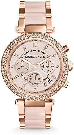 Michael Kors Parker Women's Stainless Steel and Pavé Crystal Watch with Steel, Leather, or Silicone Band