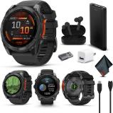 Garmin Fenix 8 51MM AMOLED Premium Multisport GPS Smartwatch Slate Gray with Black Silicone Band, Built-in LED Flashlight, Fitness & Health Smart Watch Bundle for Men & Women