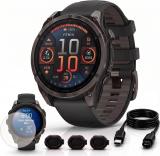 Garmin Fenix 8 47mm AMOLED Sapphire Multisport GPS Smartwatch, Carbon Gray Titanium with Black Silicone Band, 010-02904-20 - Bundle w/Deco Essentials Screen Protector, Dust Cover and USB-C Cable